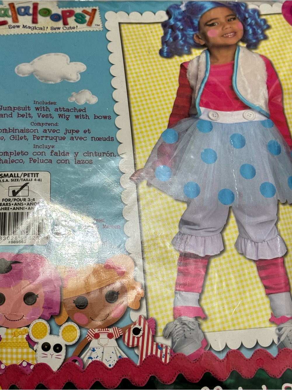 Rubie's Blue Wig and Pink-Accented Polka Dot Dress-Up Costume